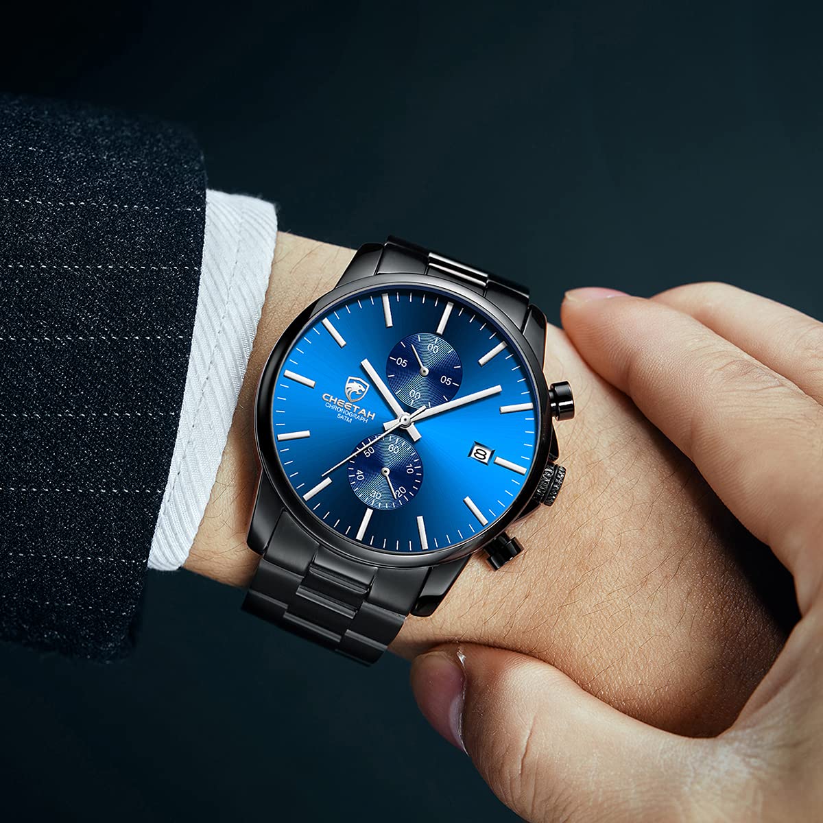 Mens Stainless Steel Waterproof Chronograph Quartz Watch U3091