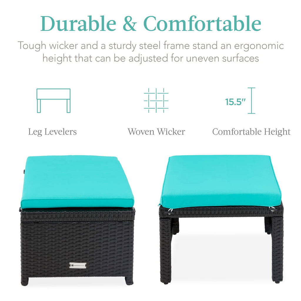 Set of 2 Wicker Ottomans with Removable Cushions R4220
