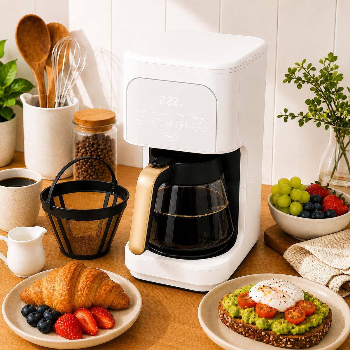 12-Cup Programmable Coffee Maker with Glass Carafe H1163