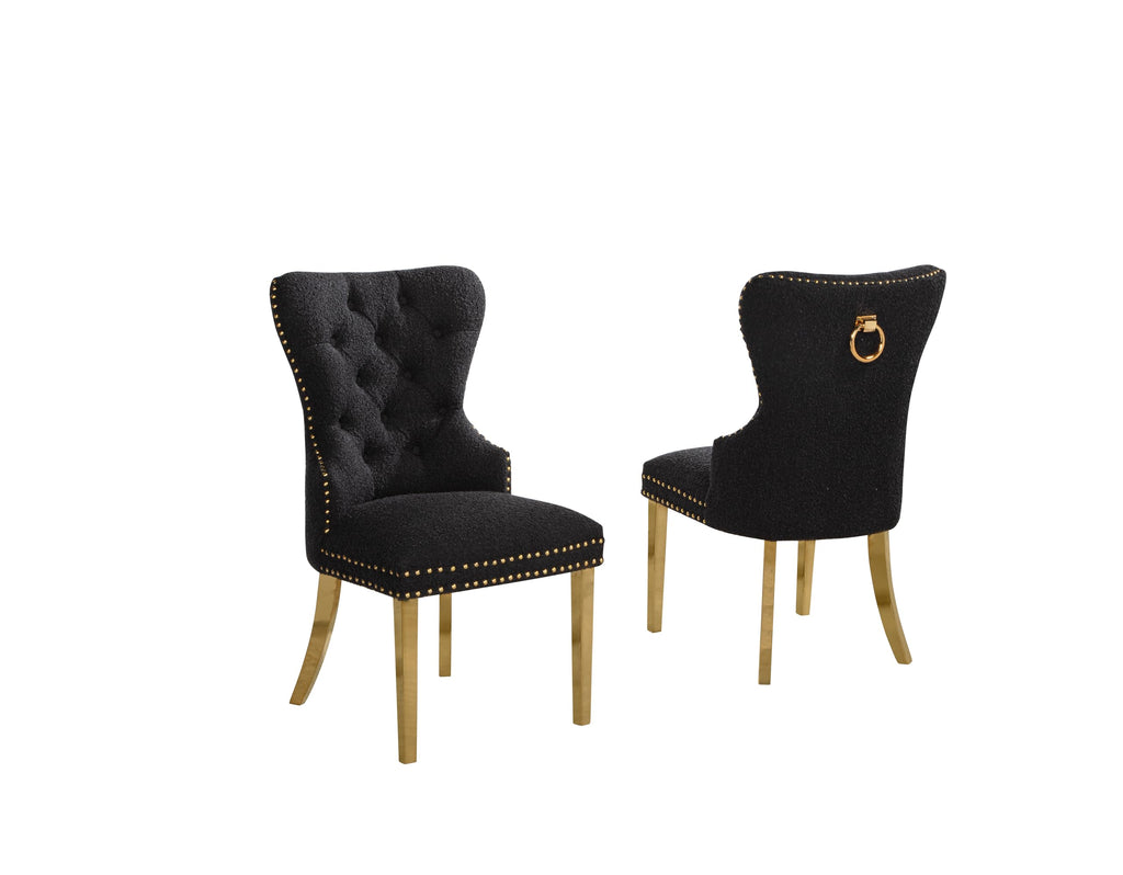 Black Boucle Upholstered Dining Chairs Set of 2 R426469