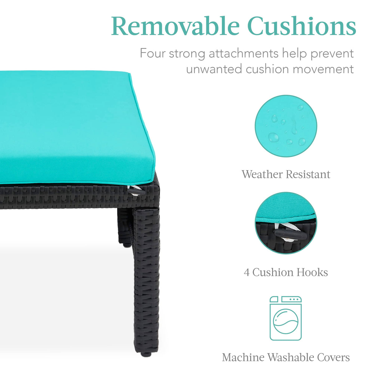 Set of 2 Wicker Ottomans with Removable Cushions R4220