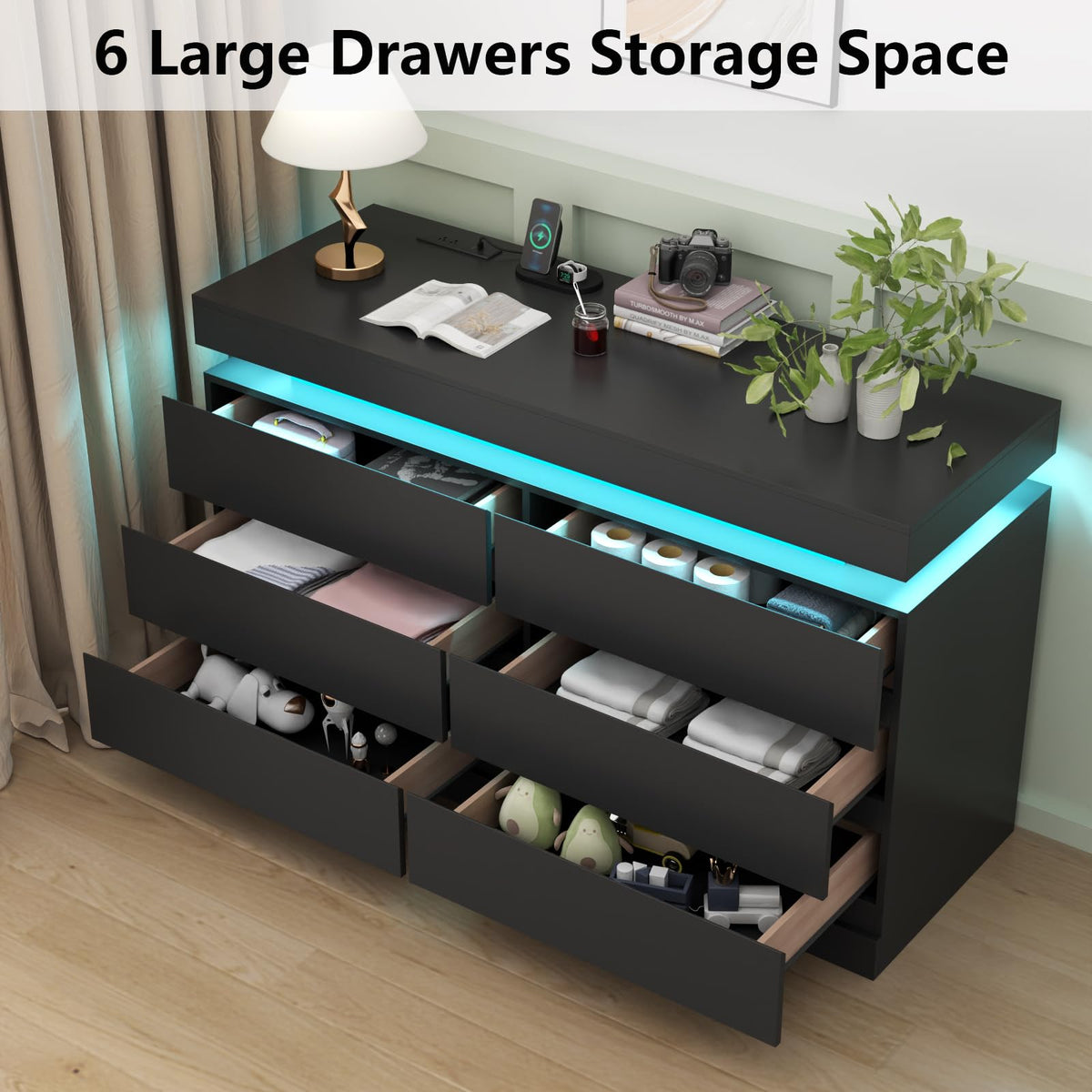 6 Drawer Dresser with Power Outlet P4624