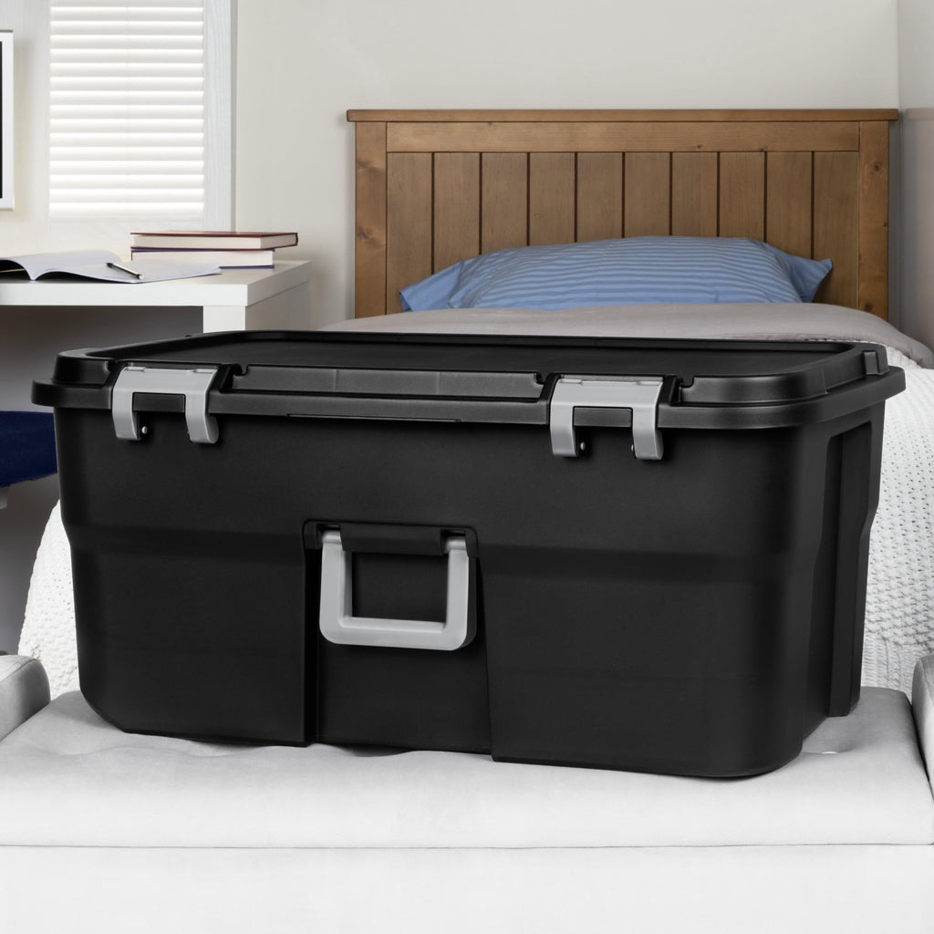 Black Wheeled Lockable Footlocker L91120