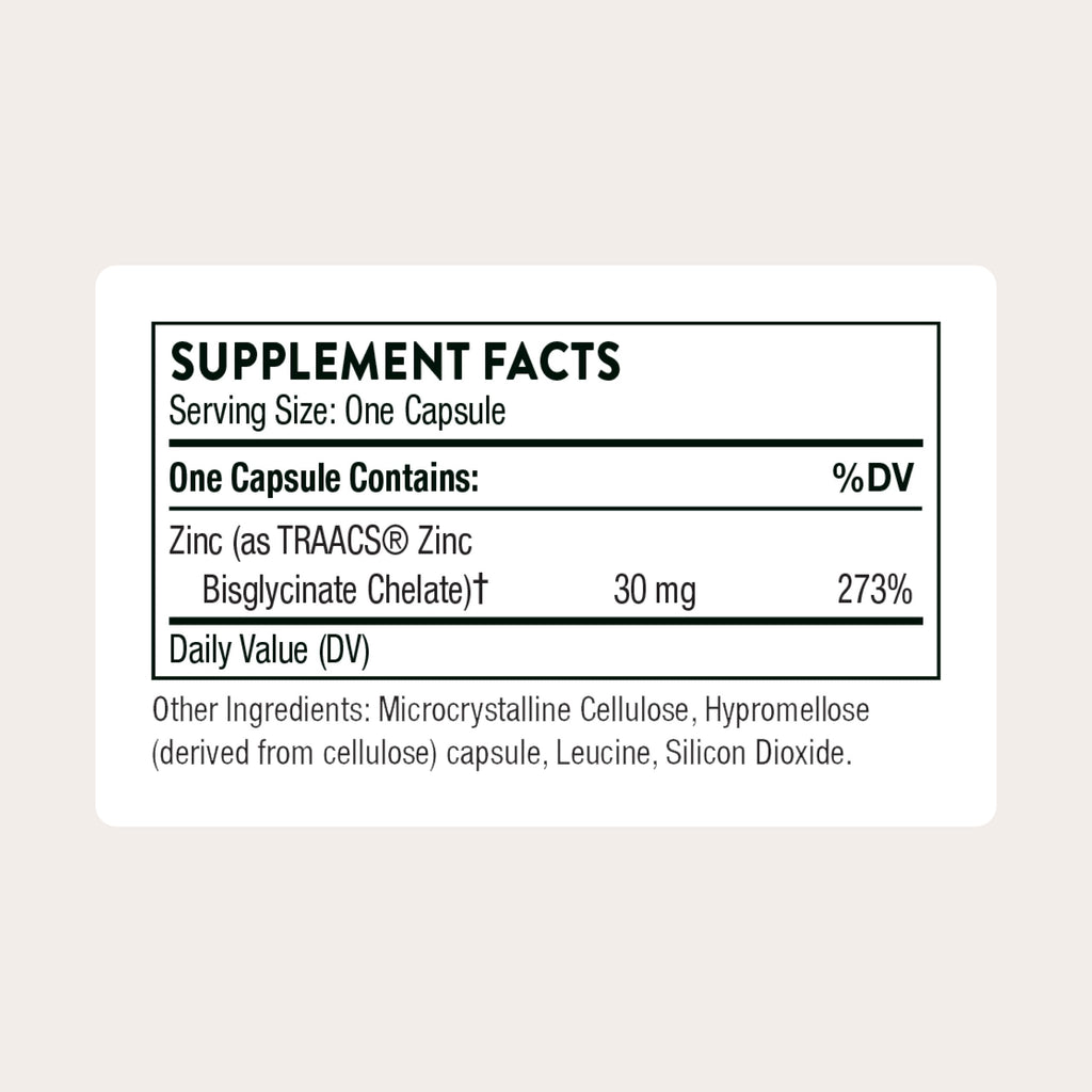Zinc Bisglycinate 30 mg 60 Capsules A988113