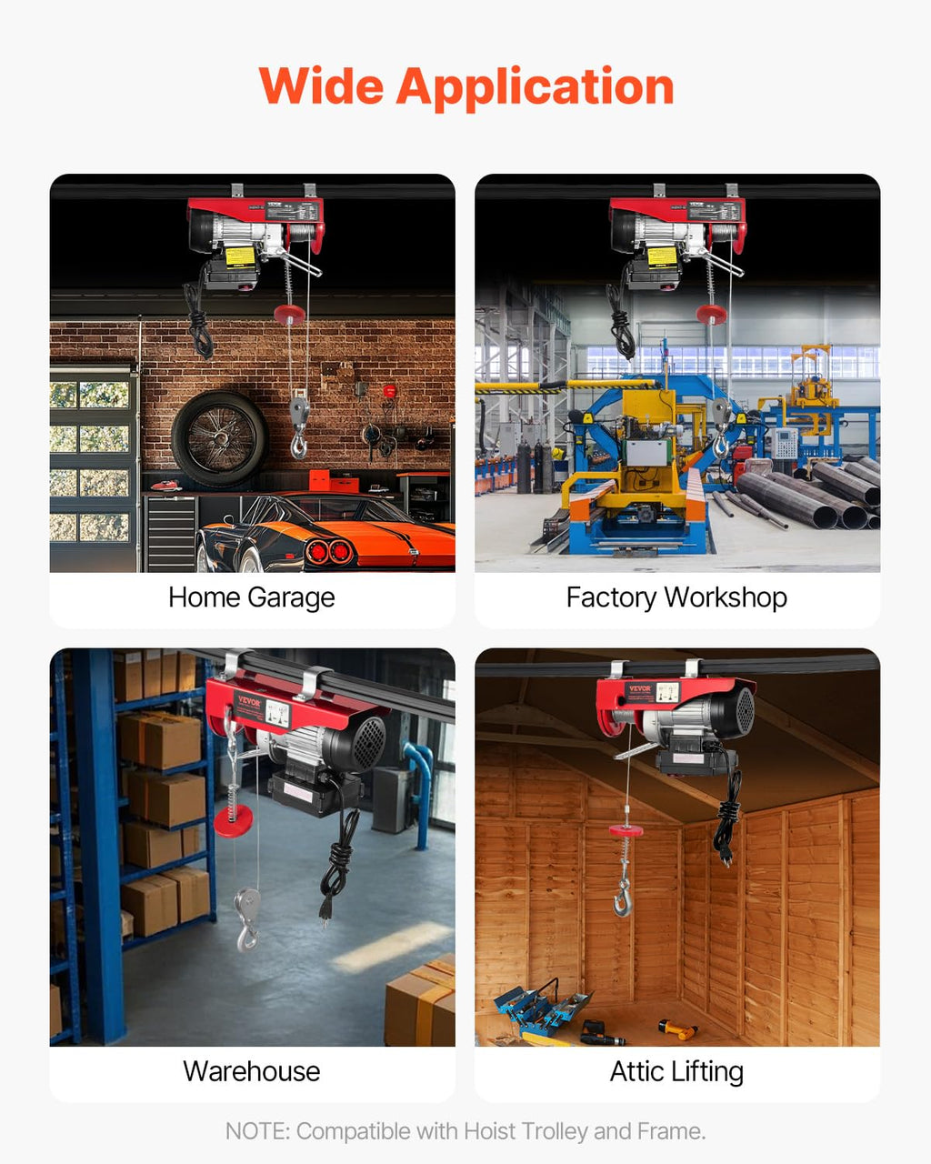 110v 440lbs Electric Hoist with Wireless Remote Control M100475