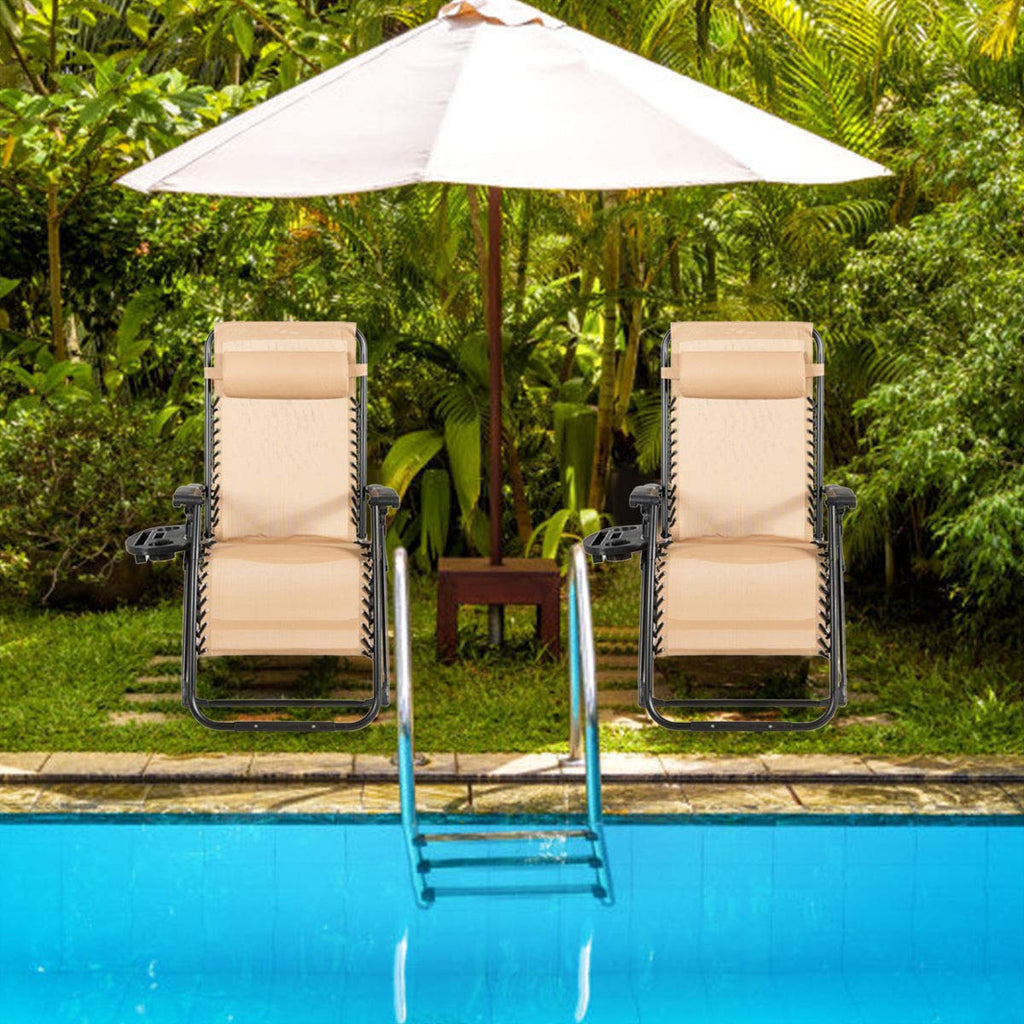 Oversized Zero Gravity Chair with Cup Holder & Detachable Headrest J22029