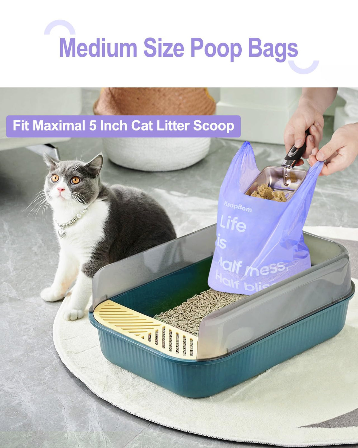 125 Count Lavender Scented Cat Litter Bags with Handles S672