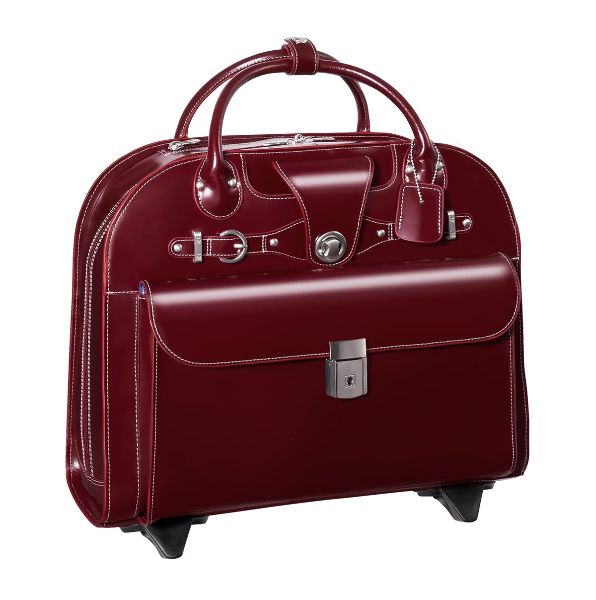 15" Leather Wheeled Laptop Briefcase Bag P403