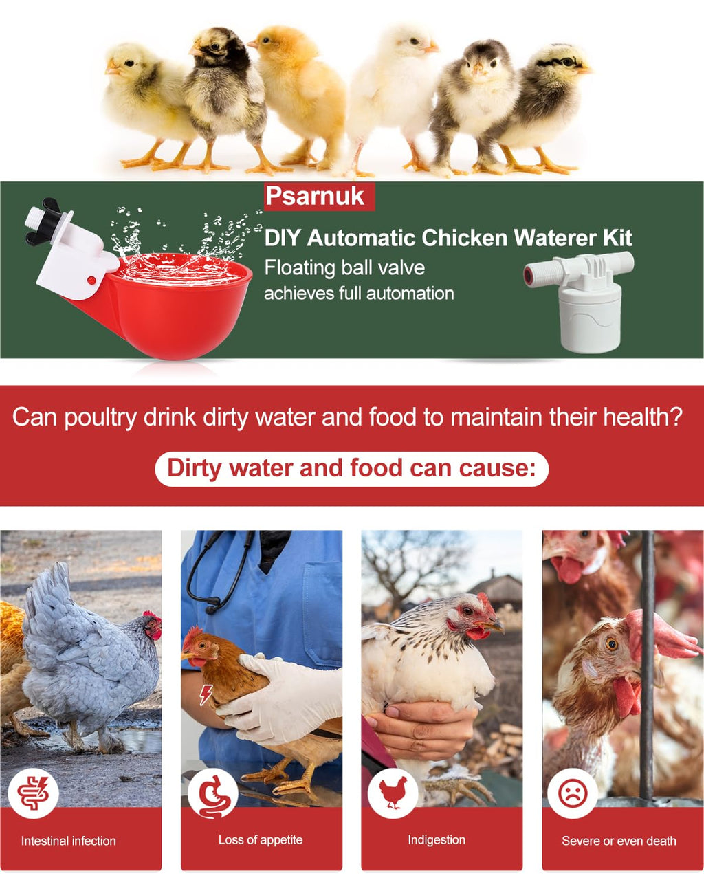 Automatic Chicken Waterer Kit with 4 Cups S51187