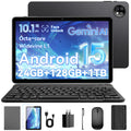 10.1 Inch Android 15 Tablet, 24GB RAM 128GB ROM, 1280 x 800 HD Display, 6000mAh Battery, 5MP+8MP Camera (Black) V157