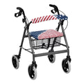 Blue White Star and Red Stripes Rollator Walker Seat and Backrest Covers T7441