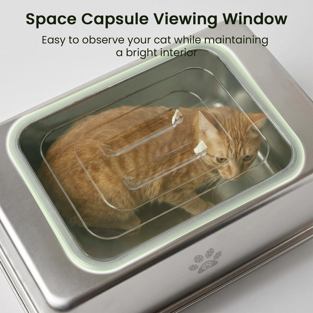 Enclosed Stainless Steel Cat Litter Box with Lid X759391