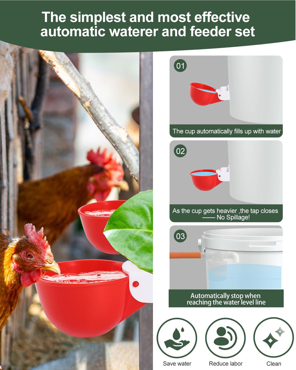 Automatic Chicken Waterer Kit with 4 Cups S51187