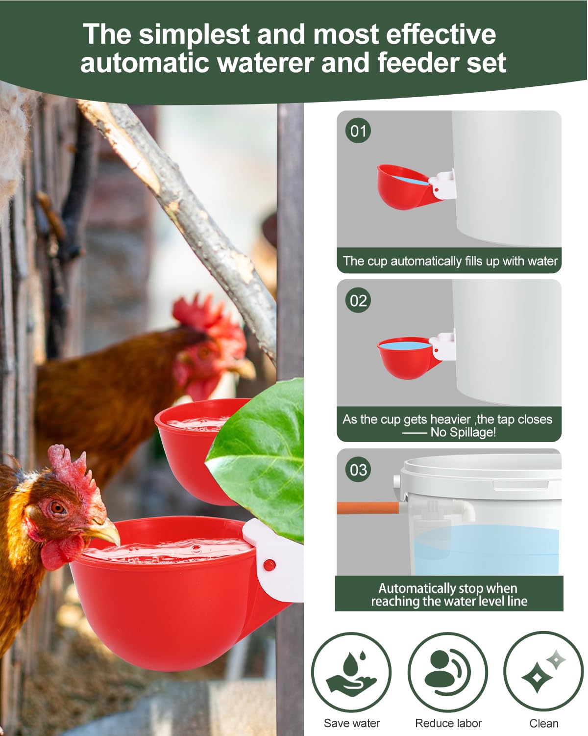 Automatic Chicken Waterer Kit with 4 Cups S51187