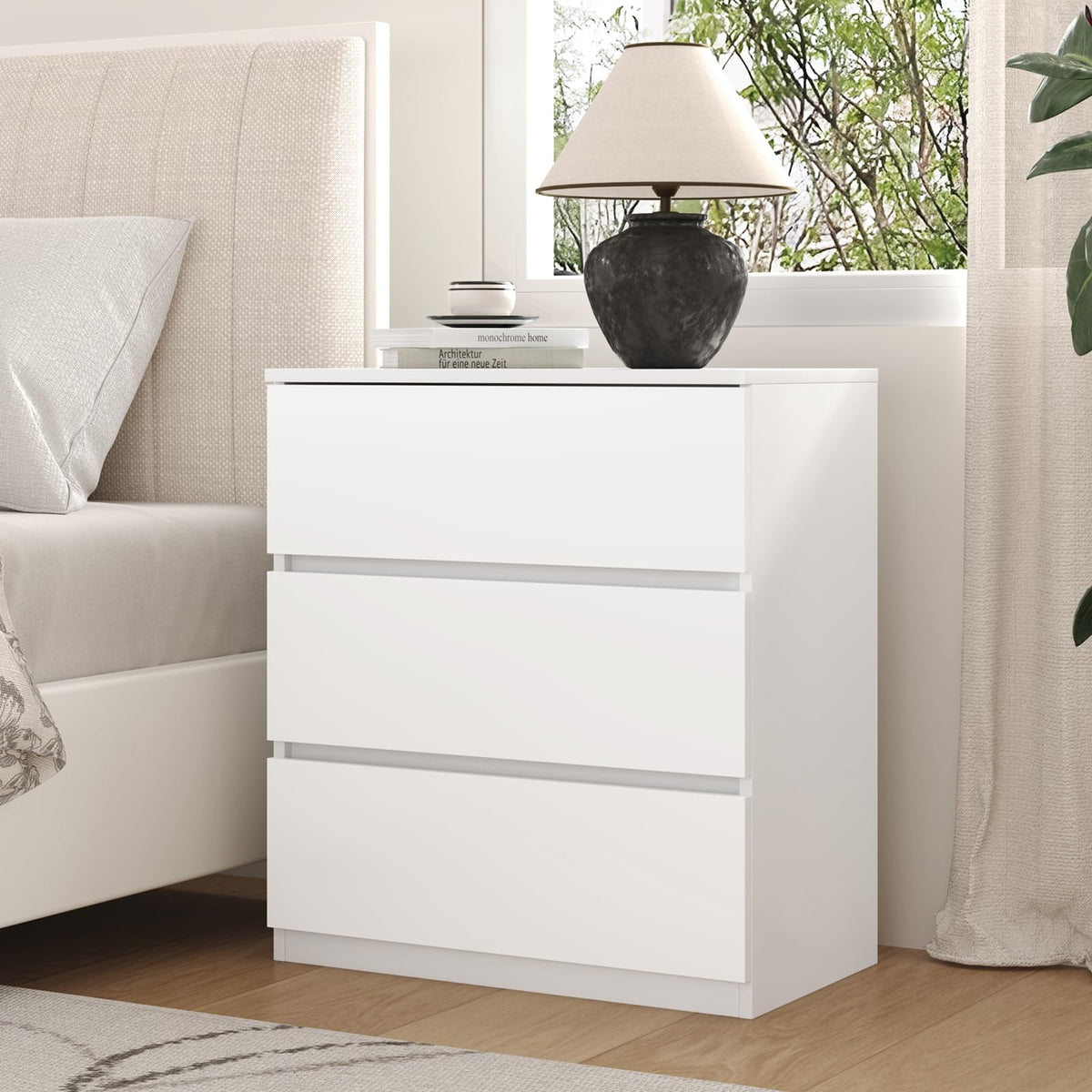 White 3 Drawer Wood Dresser T357393