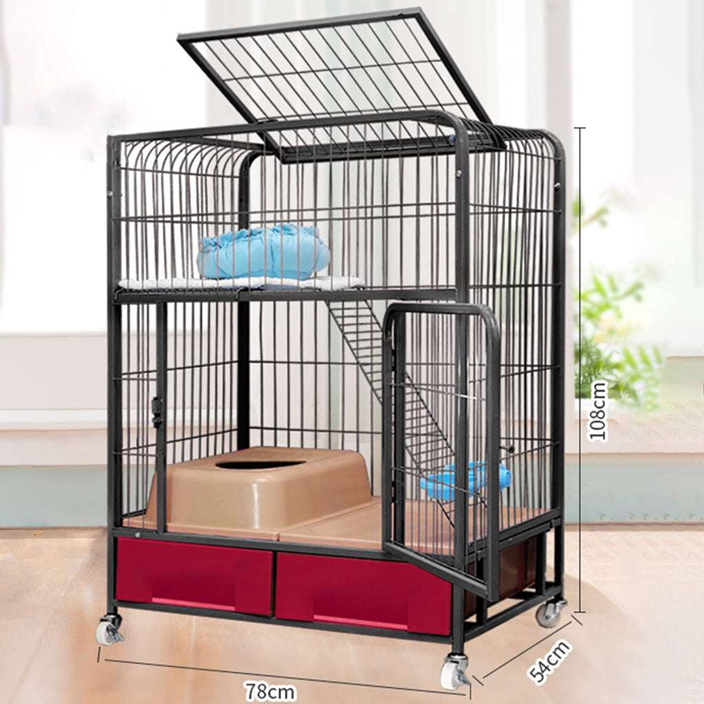 Black Folding Metal Cat Cage Dog Crate L97568