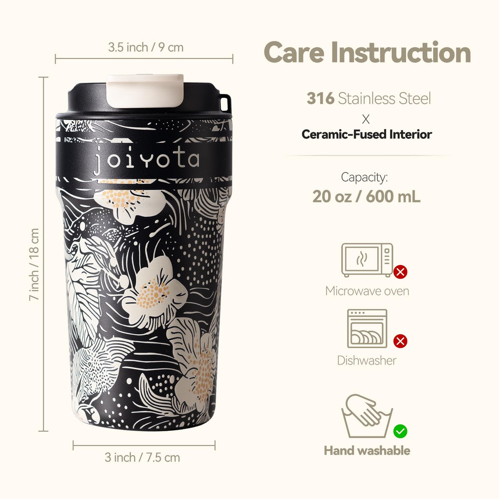 20oz Insulated Stainless Steel Ceramic Lined Coffee Tumbler with Lid and Straw P65992