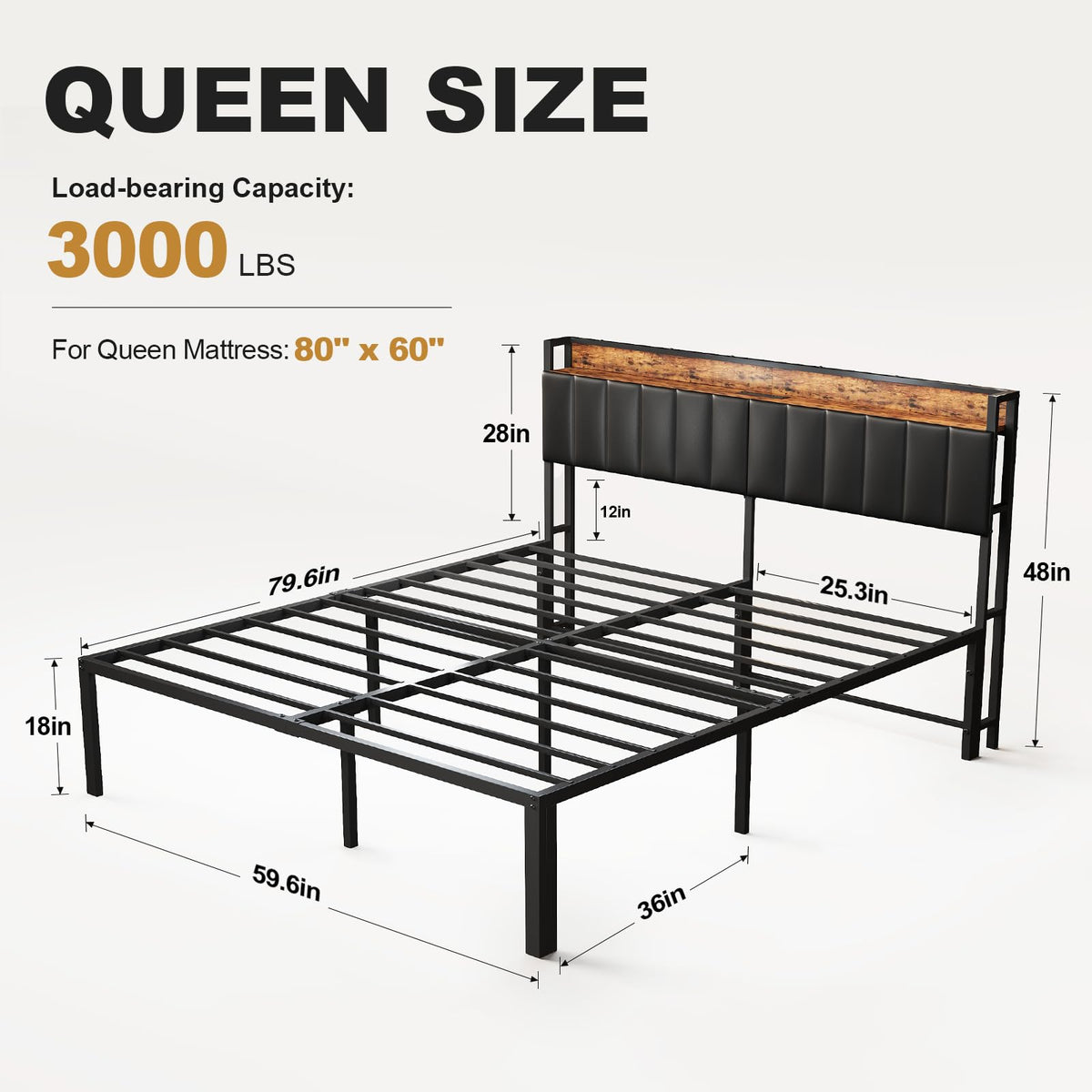 Queen Bed Frame with Upholstered Headboard M301239
