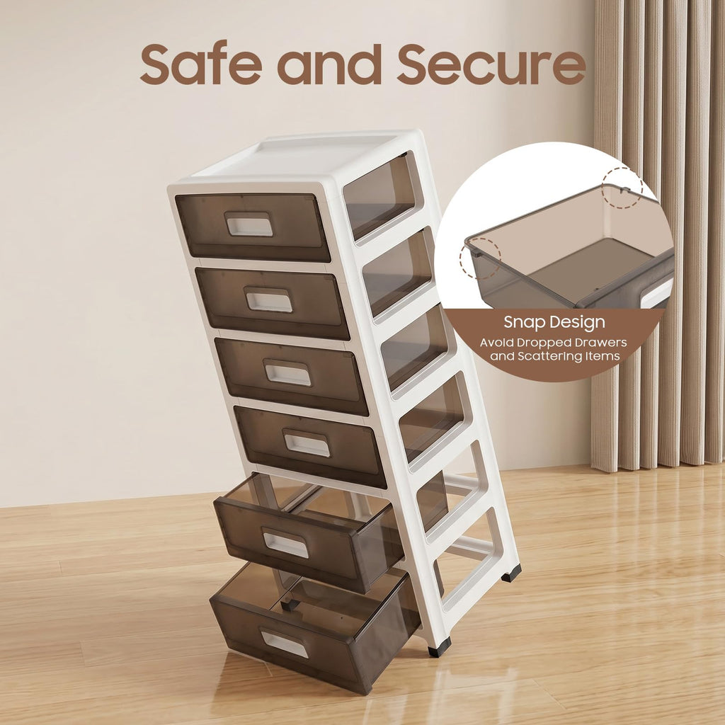6-Tier Clear Plastic Storage Organizer Cart with Wheels U684