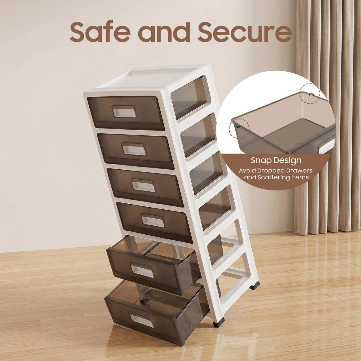 6-Tier Clear Plastic Storage Organizer Cart with Wheels U684