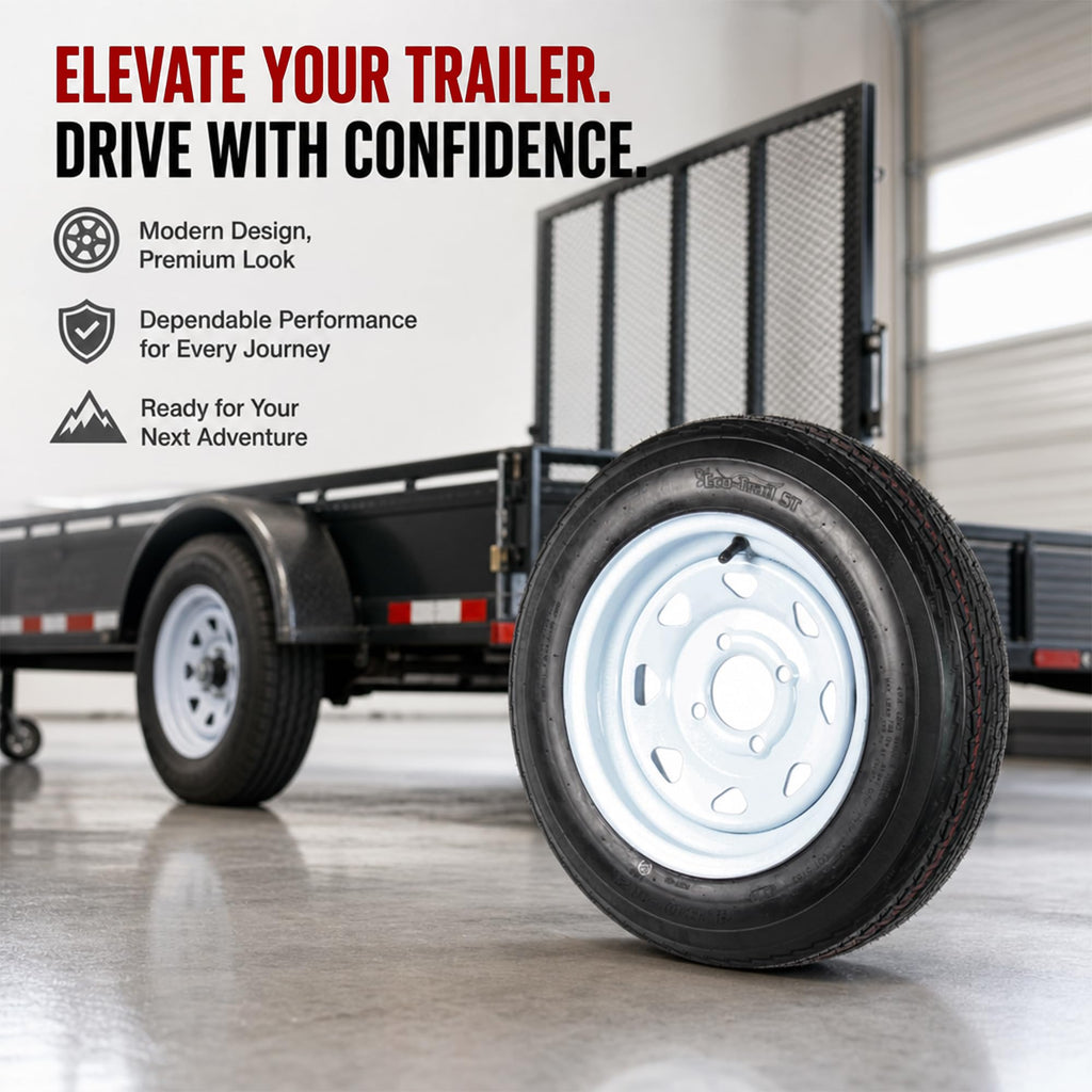 2-Pack Trailer Tire Rim Assembly 4.80-12 White 4 Lug R929