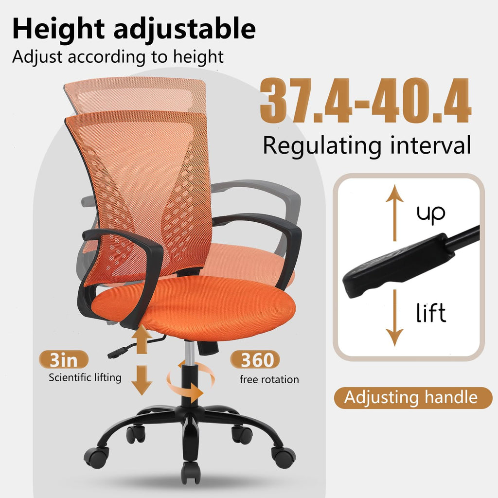 Orange Mesh Ergonomic Office Chair with Lumbar Support and Armrest V9985