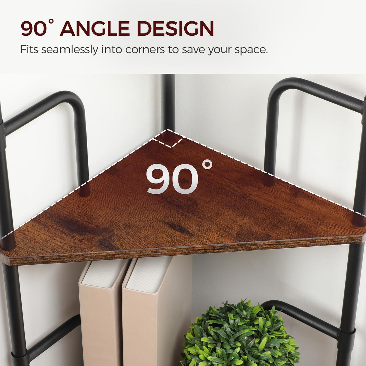 5-Tier Tall Corner Bookshelf with Metal Frame R3553