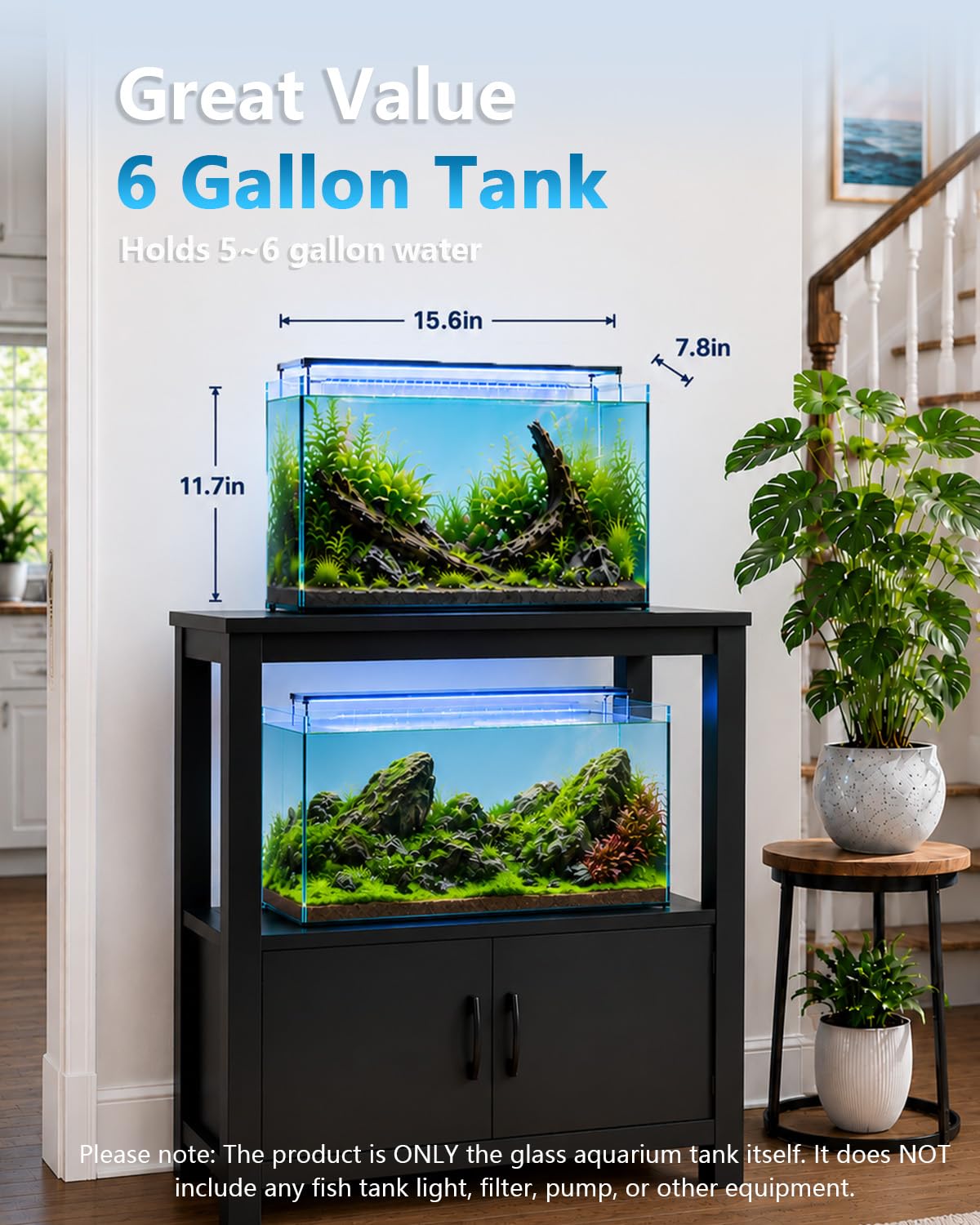 6 Gallon Glass Fish Tank Aquarium E7052