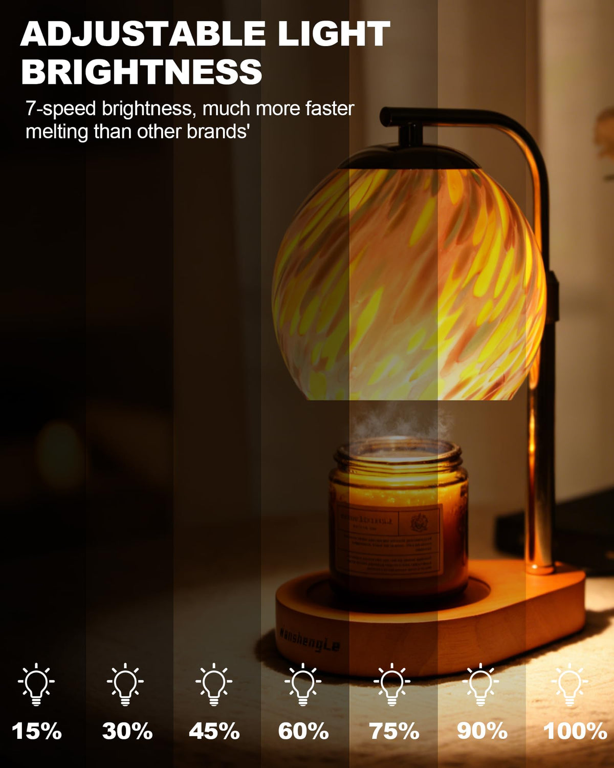 Stained Glass Candle Warmer Lamp with Adjustable Height J89877