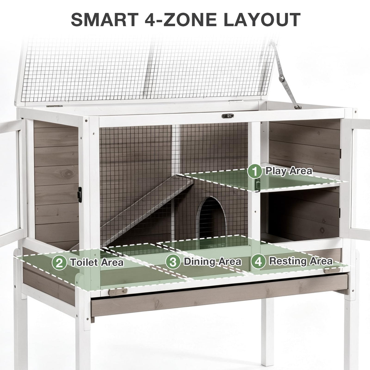 Wooden Two-Story Small Animals Cage with Pull Out Tray O931