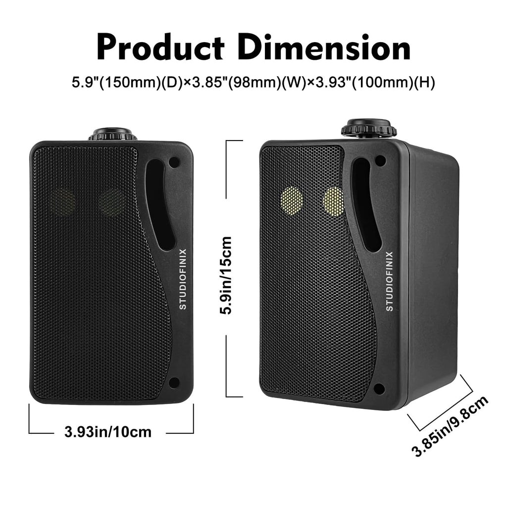 3.5 Inch Indoor Outdoor Wall Mounted Bluetooth Speakers, 200W 3-Way Waterproof, Black, 2 Pack K2235