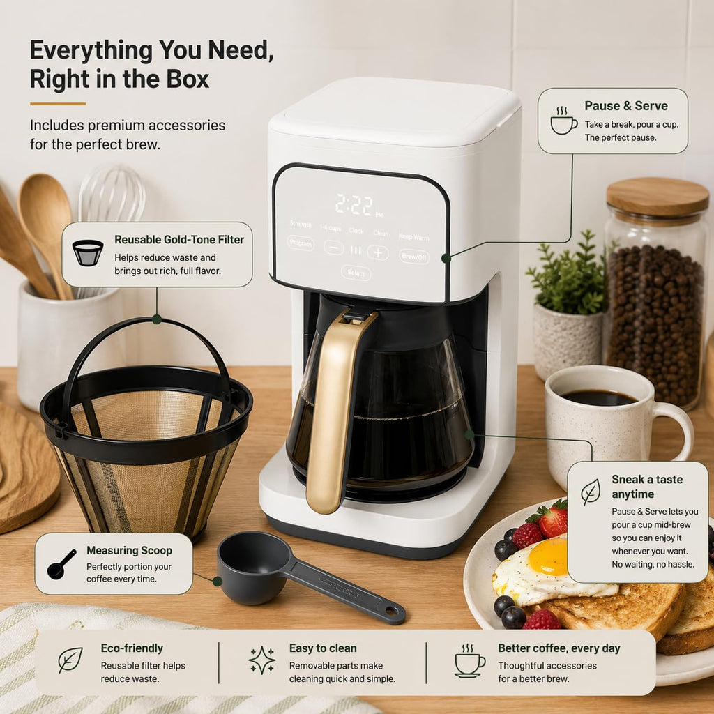 12-Cup Programmable Coffee Maker with Glass Carafe H1163