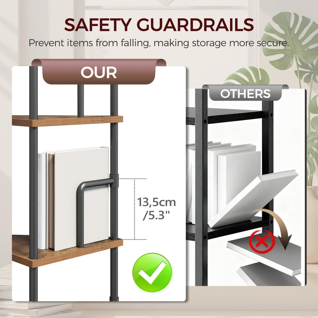 5-Tier Tall Corner Bookshelf with Metal Frame R3553