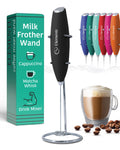 Black Handheld Milk Frother Wand with Stand C1480