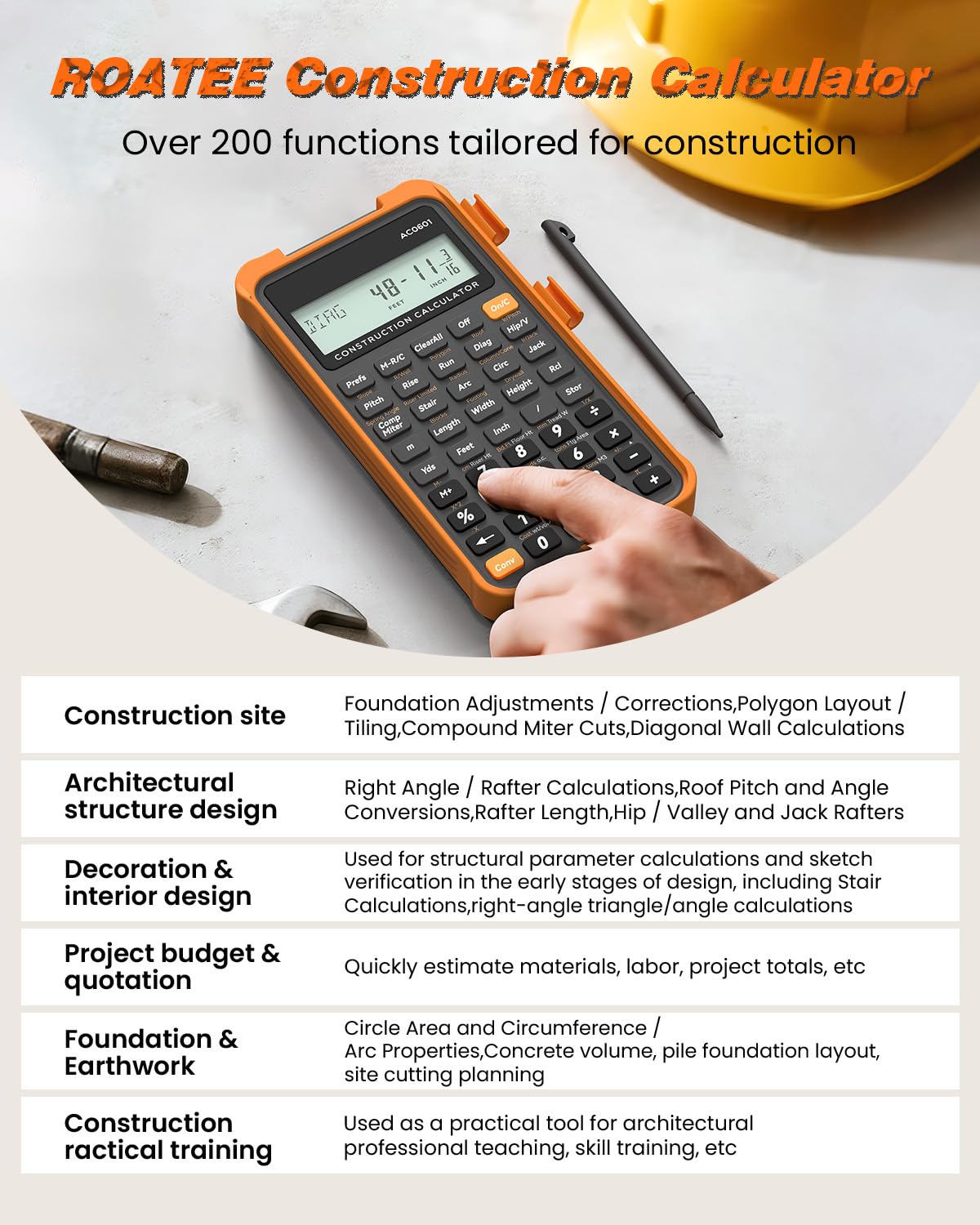 Construction Calculator with Writing Tablet O92981