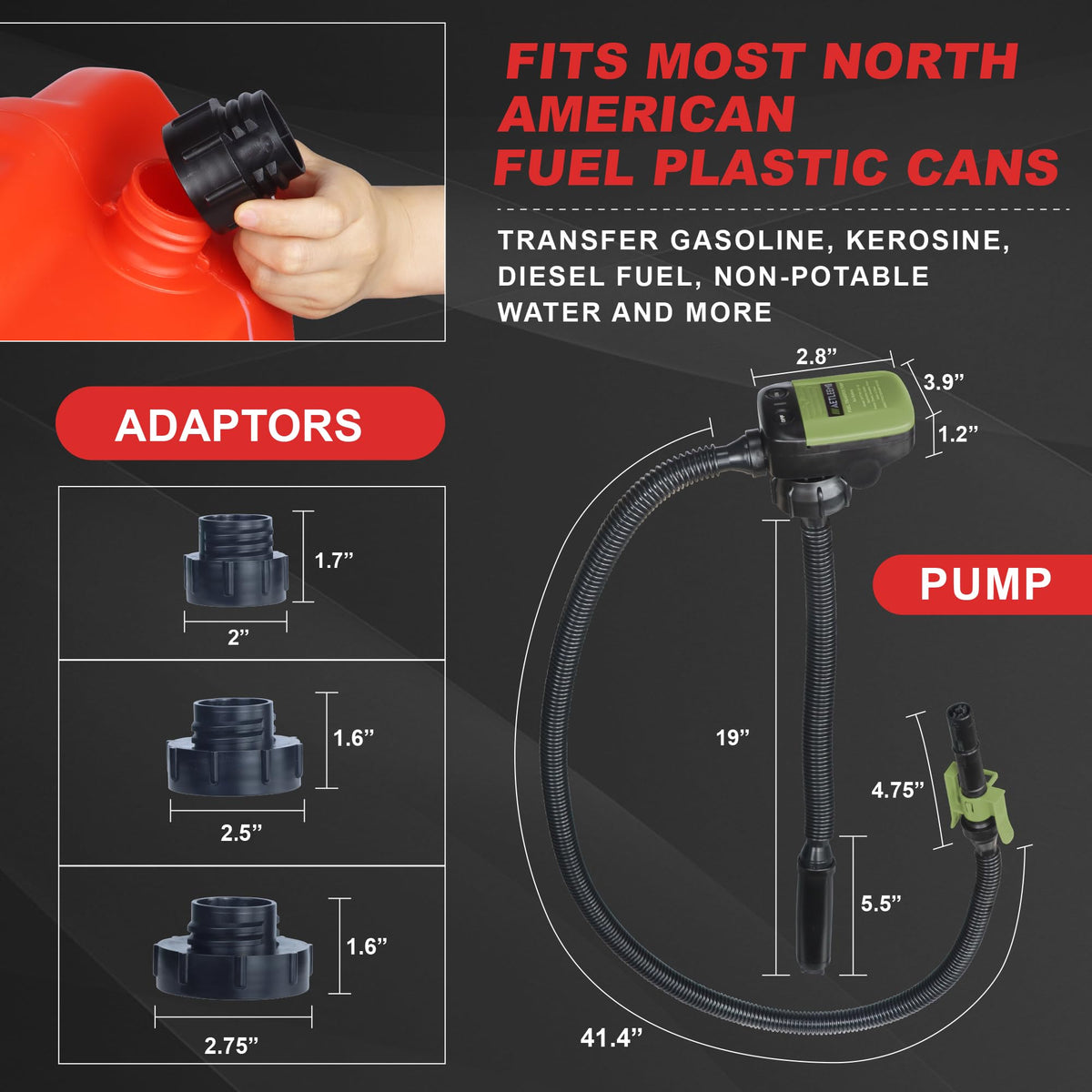 Battery Powered 2.4 GPM Fuel Transfer Pump with Auto Shut Off T248046