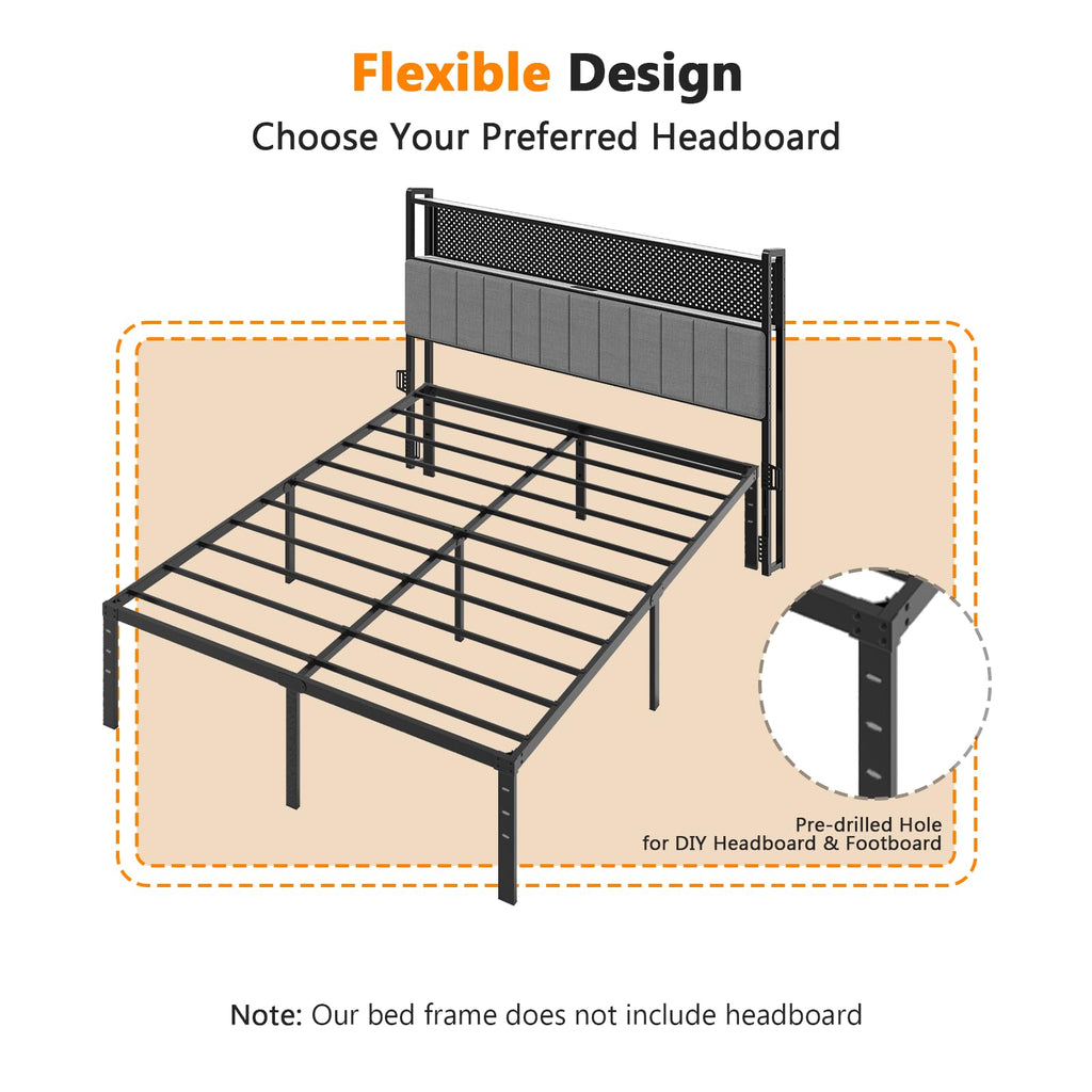 18 Inch Metal Queen Bed Frame L75721