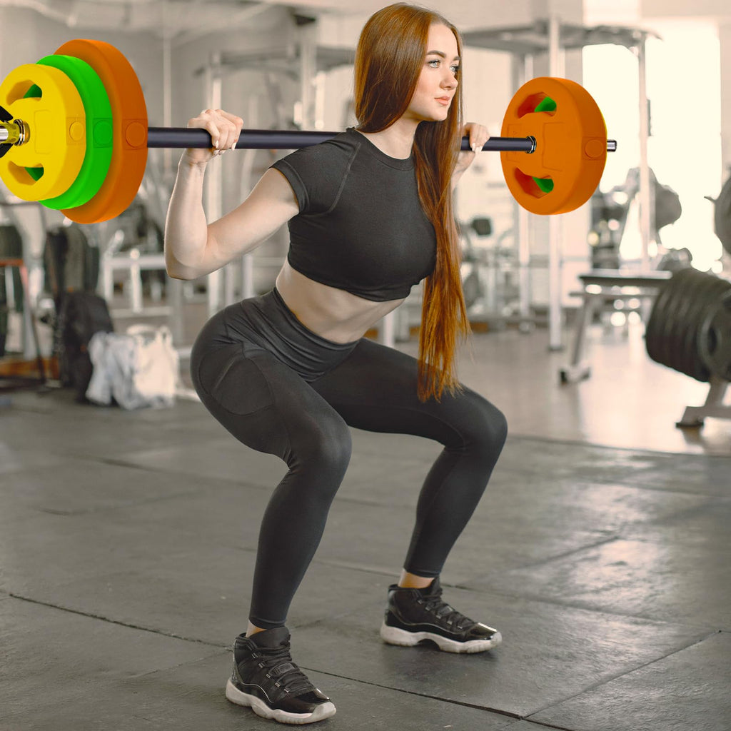Adjustable Barbell Set, 40LB, Black, PU, Padded Grip Y80714