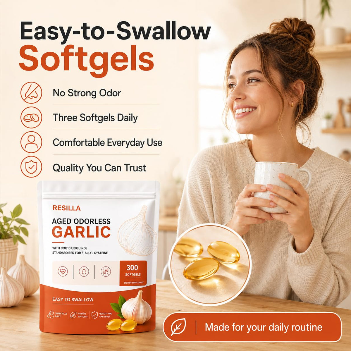 Odorless Aged Garlic Softgels, 300 Softgels G92083