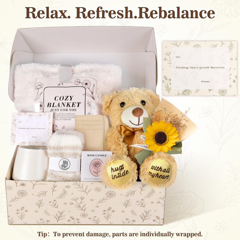 Get Well Soon Gift Basket with Blanket, Mug, Teddy Bear, Aromatherapy S386490