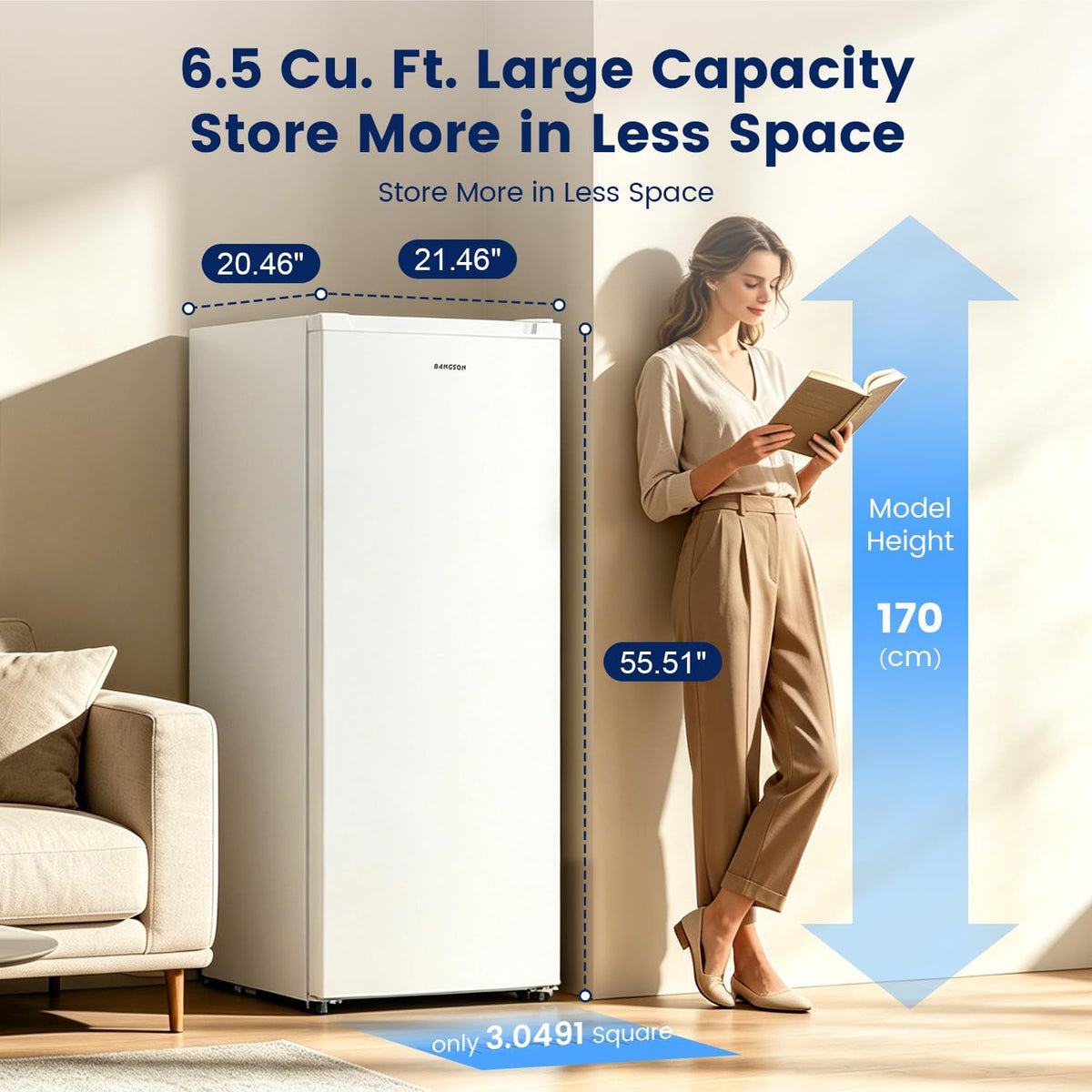 White 6.5 Cu.ft Upright Freezer D1825