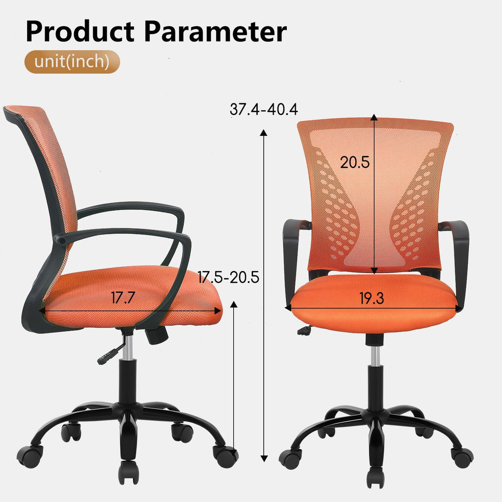 Orange Mesh Ergonomic Office Chair with Lumbar Support and Armrest V9985