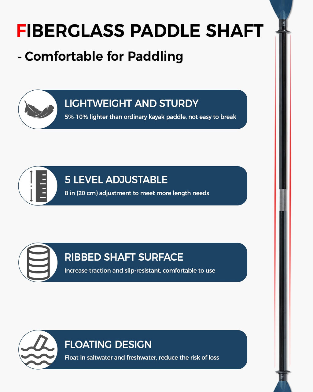 Adjustable Fiberglass Kayak Paddle W553750