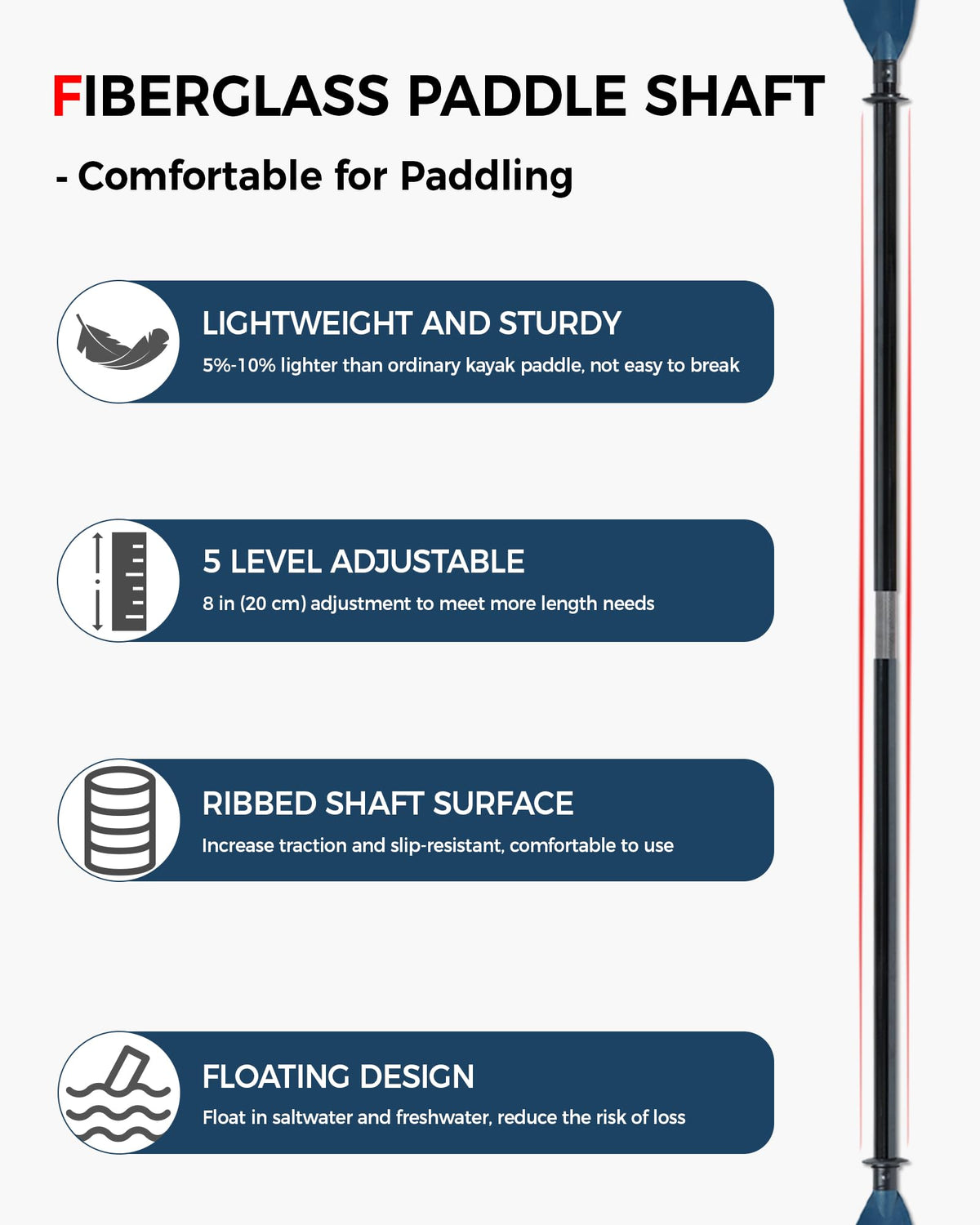 Adjustable Fiberglass Kayak Paddle W553750