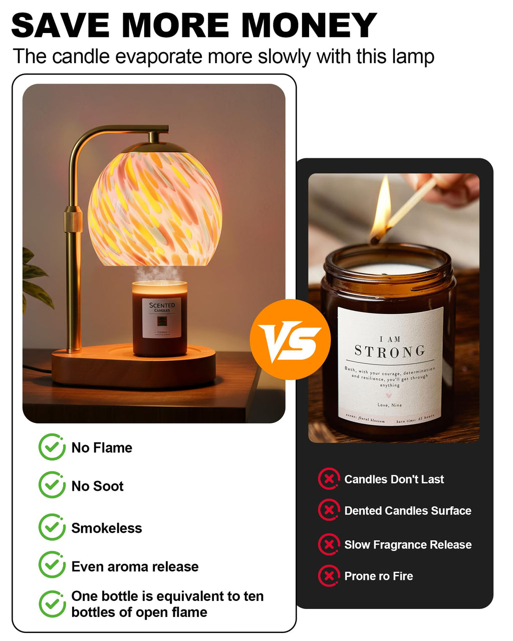 Stained Glass Candle Warmer Lamp with Adjustable Height J89877