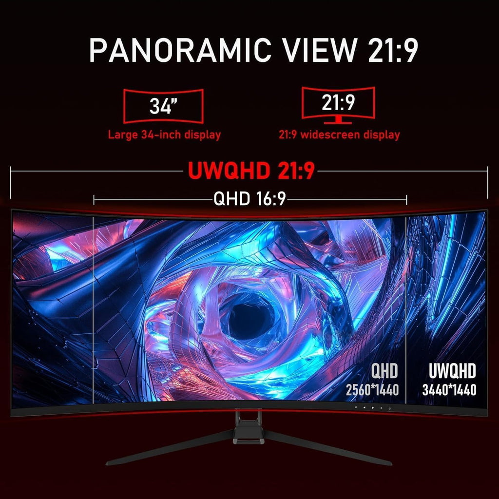 34 Inch Curved Ultrawide Monitor WQHD 165Hz 1ms HDR10 FreeSync G-Sync VESA Mount Compatible B191