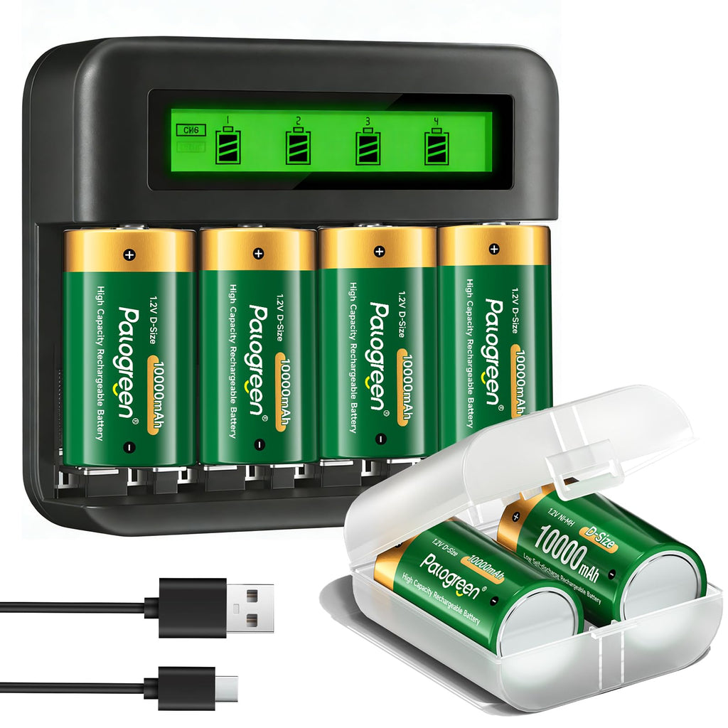 Rechargeable D Batteries with Charger T78355