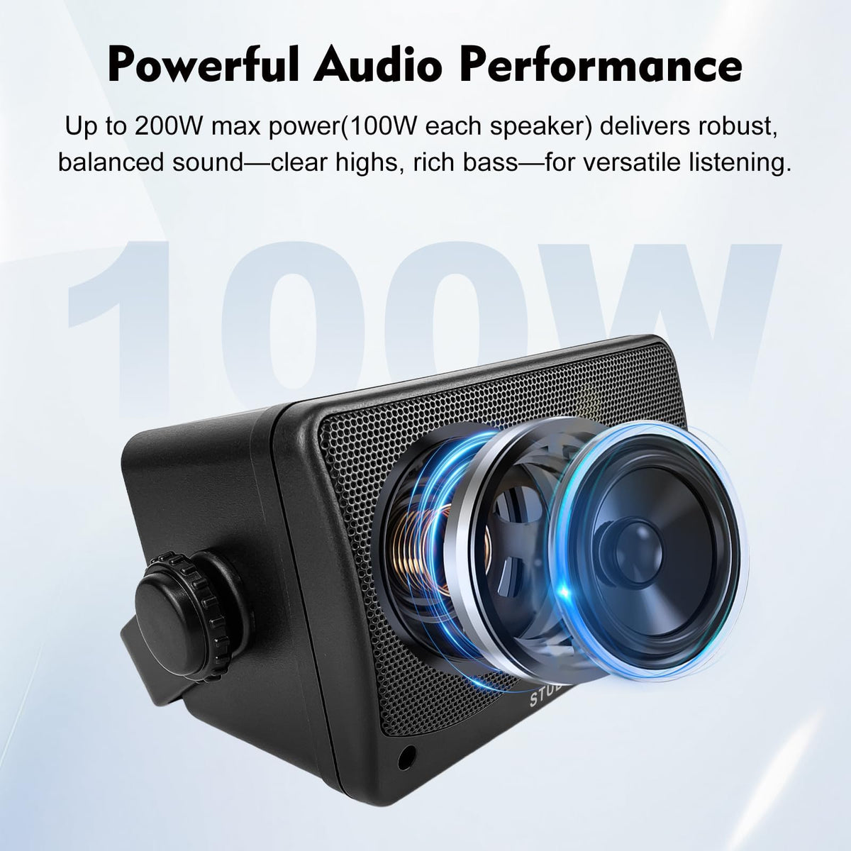 3.5 Inch Indoor Outdoor Wall Mounted Bluetooth Speakers, 200W 3-Way Waterproof, Black, 2 Pack K2235