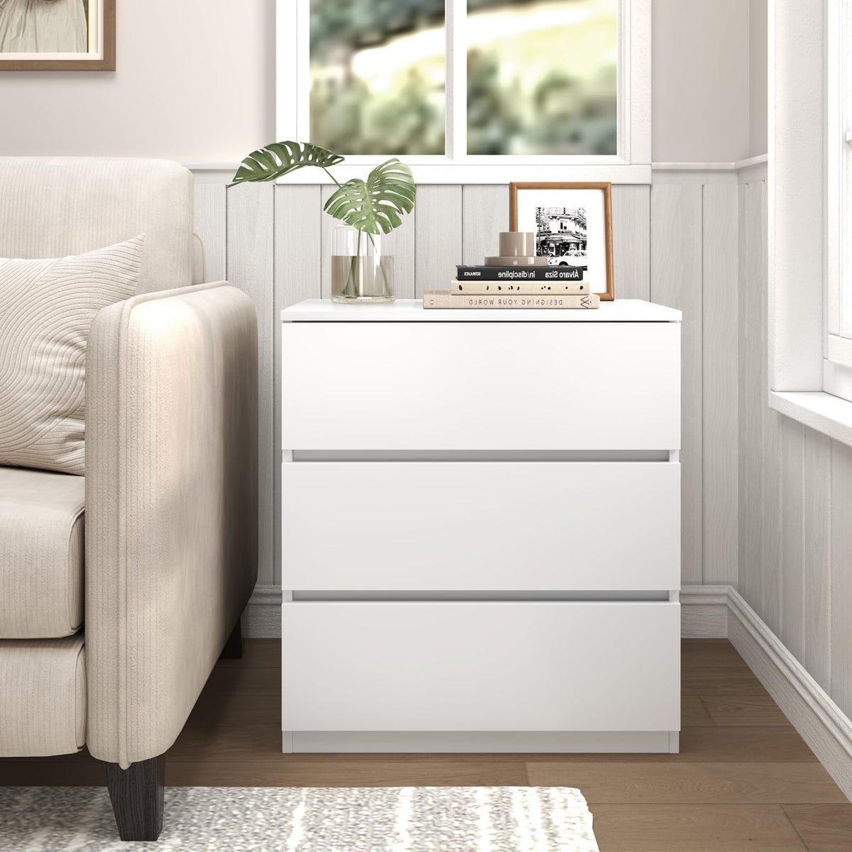 White 3 Drawer Wood Dresser T357393