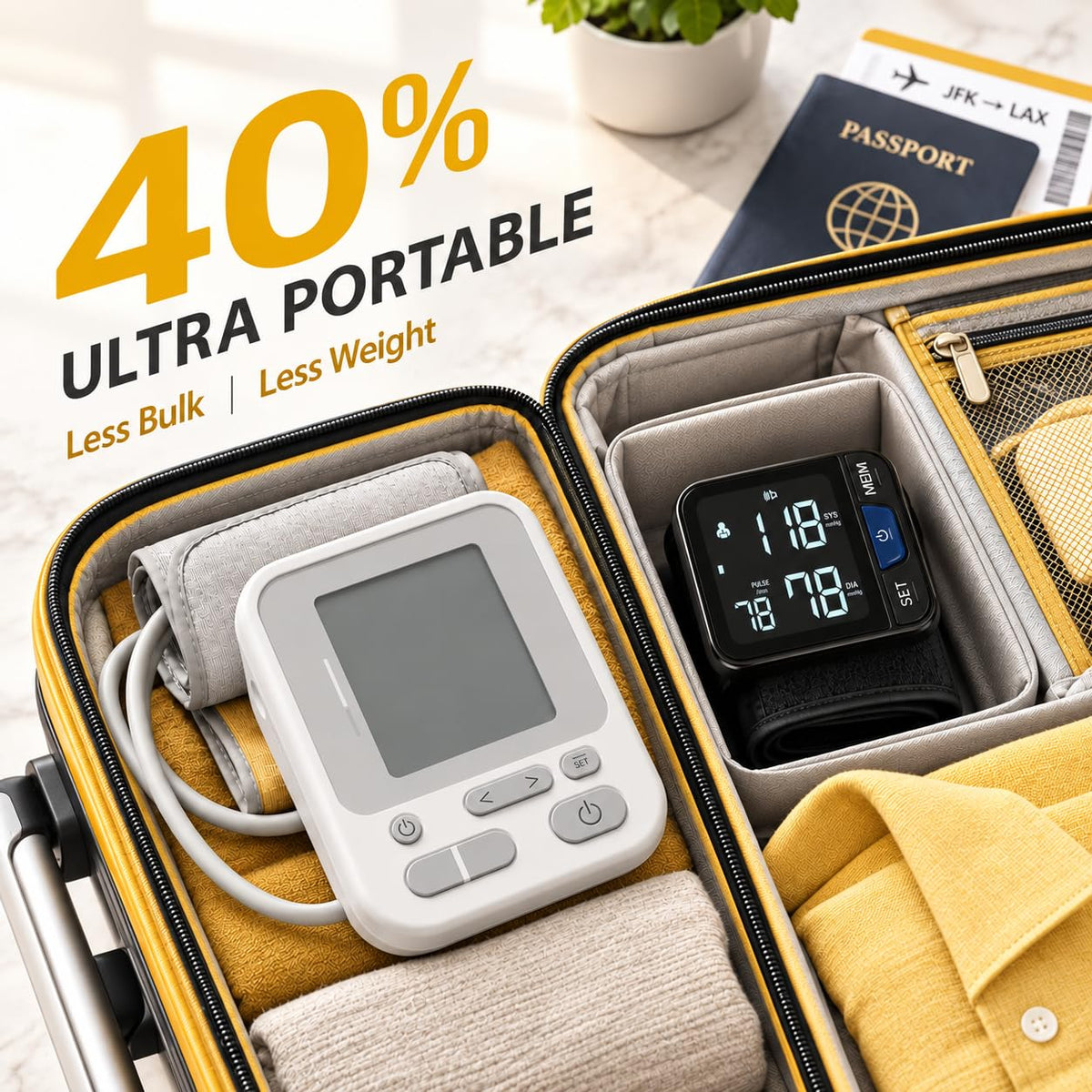 Portable Wrist Blood Pressure Monitor with Large Display E747308